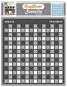 Pattern Work Stencils for Wall Painting - Shepherds Check - Size: 12X12 Inches - Reusable Stencils for Background - Check Stencils for Painting on Canvas