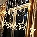 Produktbild LED Lichterkette Star vorhang lichterkette,Innen- und Außen Deko Glühbirne,2.5m 138LEDs String Lichter Lights für Weihnachten Hochzeit Party Weihnachtsbaum Haushalt Garten weihnachten deko (Warmweiß)