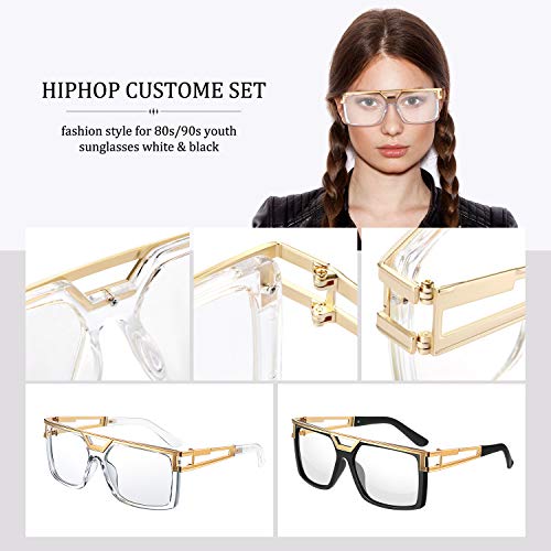 Hicarer 80s 90s Sunglasses Vintage Rapper DJ Hip Hop Glasses Retro Old School Glasses for Men Women3