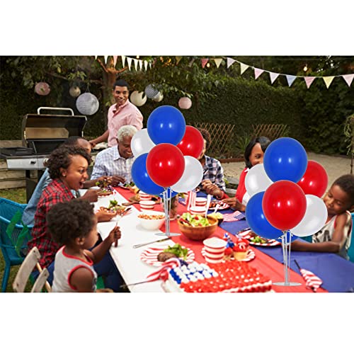 Image of TONIFUL 4 Set Blue Red White Balloon Centerpiece for Table Balloons Stand