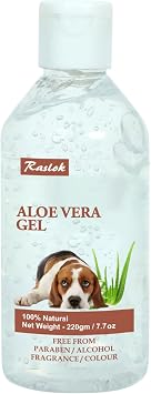 Raslok Aloe Vera Gel for Dog Canine 99% Natural, Hydrating Skin & Coat Care Free from Paraben, Alcohol, Fragrance & Color 220gm 7.7oz