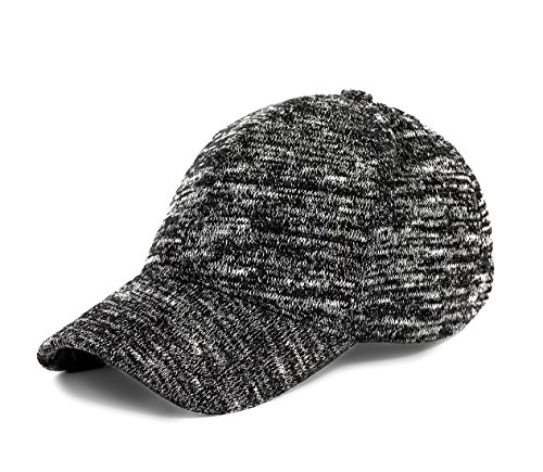 JOOWEN Unisex Knitted Textured Baseball Cap Soft Adjustable Solid Hat (Black)