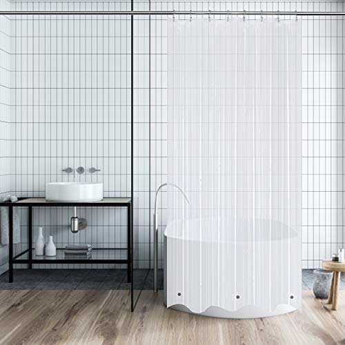 Image of Mrs Awesome 48x84 Stall Shower Curtain Liner with 3 Magnets Clear PEVA 8G Thick & Heavy Duty Plastic Shower Curtain for Bathroom, Waterproof, 48 x 84 inches, Clear