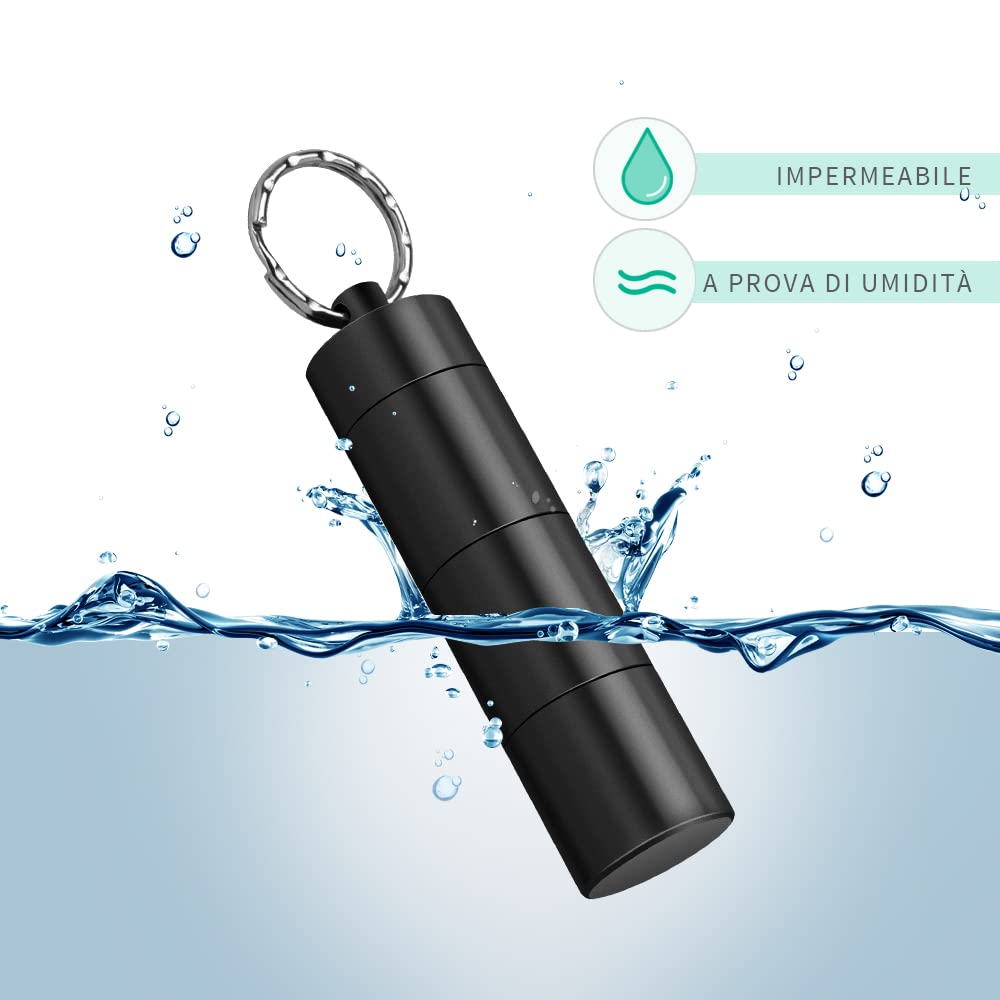 Opret Portapillole Piccolo 2 pezzi Portachiavi tascabile metallo da viaggio Dispenser per pillole