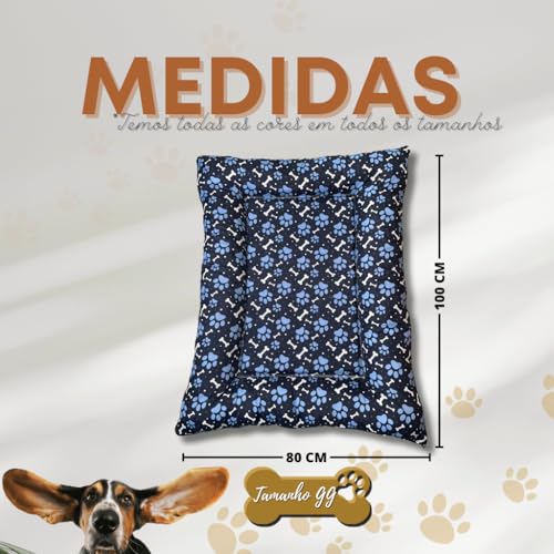Colchonete Pet Tamanho Gigante GG 100X80 Azul Cama Cachorro e Gato Caminha Fundo Impermeável + Bolin