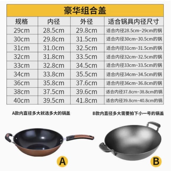 Coperchi Pentole, Coperchio Padella Coperchio for padella wok a vista, universale in acciaio inox, coperchio visibile for, a cupola di qualità for(40cm)