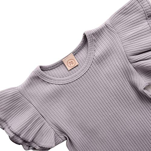 Conjunto de verão para bebês meninas com manga de babados e alça floral