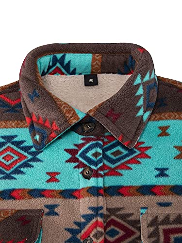 Thcreasa Womens Sherpa Fleece Lined Flannel Shirt Jacket Warm Button Up Plaid Shirt Jac (Sherpa Fleece Throughout) (Desert Eye, X-Large) #TOP3
