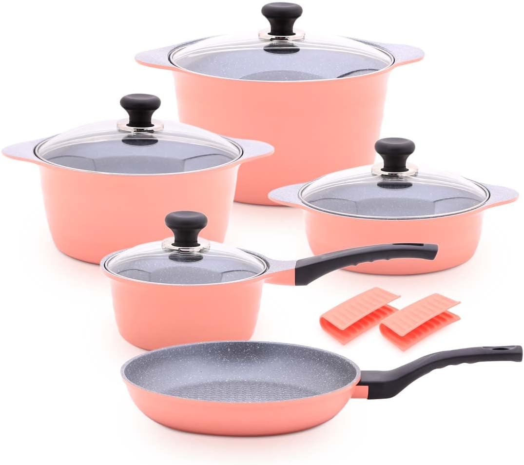 Balzano - 10 Pcs Dura Cookware Set - Pink