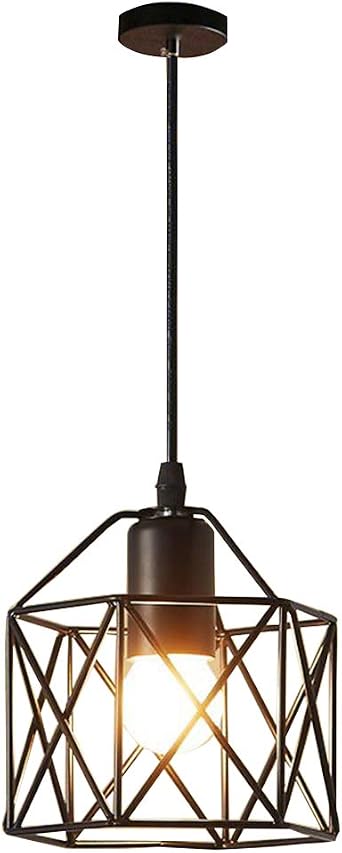 1-Light Track Light Pendants Restaurant Farmhouse, Modern Chandelier Decorative Iron Cage Pendant Light Industrial Factory Pendant Lamp,Kitchen Dining Room Hallway Ceiling lamp