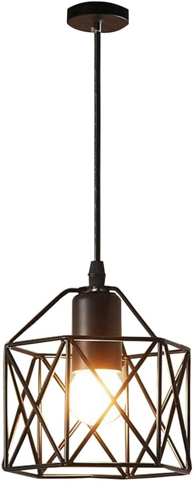 Chao Zan LED plafondlamp hanglamp, 1 x E27 fitting vintage hanglamp, retro hanglamp metaal, kleur: zwart plafondlamp maximaal 60 Watt