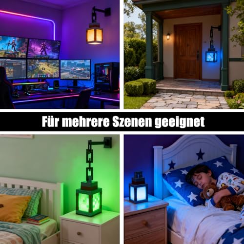 ZTZK Pixelierte Laterne Nachtlicht, 16 Farbe LED Wand Nachtlicht mit Fernbedienung - Wiederaufladbare Retro Pixel Stil Tischlampe für Spielzimmer Kids Zimmer Dekor und Kindergeschenke