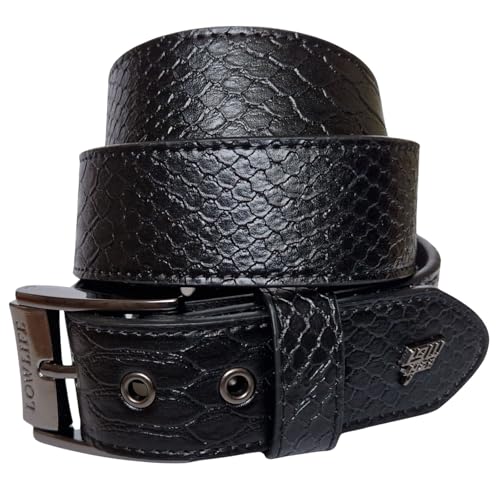 Lowlife Adder Leather Belt in Black Snakeskin