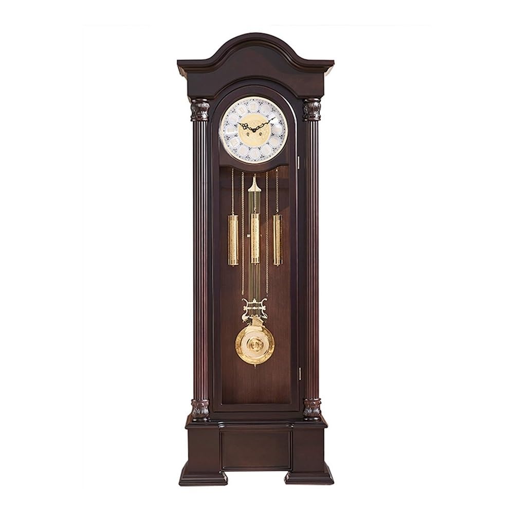 RUNZE765Z Vintage Standing Clock Retro Floor Clock European Style Table Mechanical Solid Wood Chinese Vertical Pendulum Living Room Landing Art Decor