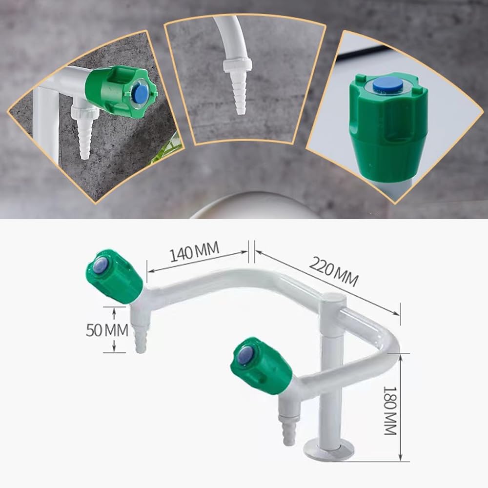 Grifo De Laboratorio De Dos Caños Con Ducha De Enjuague Previo Giratorio De 360 Grados, Núcleo Totalmente De Cobre Recubierto De Resina, Adecuado Para Laboratorios, Escuelas Y Hospitales