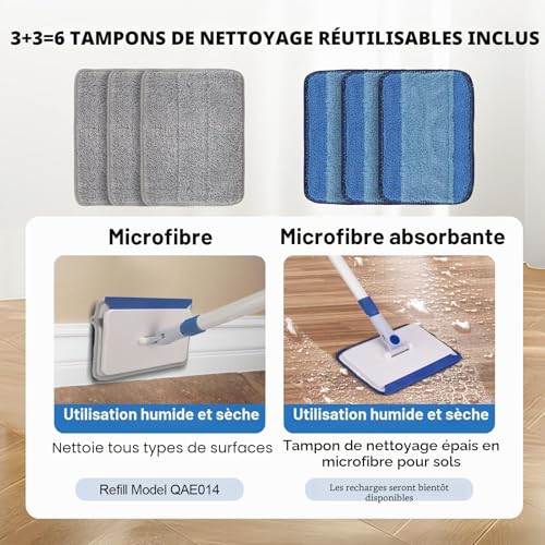 Qaestfy Outil de Nettoyage de Plinthes avec Manche Long 152cm Vadrouille de Nettoyage Balais Serpillère Balais Nettoyer Sol Nettoyeur de Raclette Vitre Nettoyage Vitre Telescopique Nettoyant pour Murs – vue 4