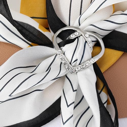 Image of Scarf Buckle for Women Rhinestones Pearl Silk Scarf Clips Fashion Clasp Ring Jewelry Valentine's Day Mother's Day Gift for Wife Mom Lover