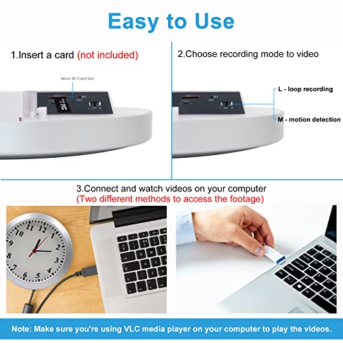 Newwings Hidden Camera Wall Clock Nanny Cam with Motion Detection, Indoor Security Spy Camera for Home and Office, No WiFi Vision No Audio - Thumbnail 5