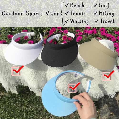 Image of 3 Pack Sports Sun Visor Hat Women Men Adjustable Clip On Visors Outdoor Golf Beach Cap