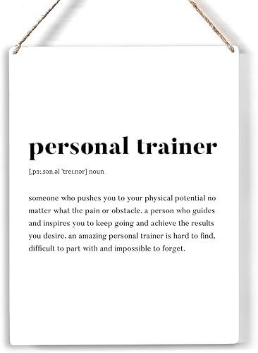FREHVN Letrero de madera con definición de entrenador personal, moderno, para entrenamiento personal, letrero de madera, rústico, para colgar en