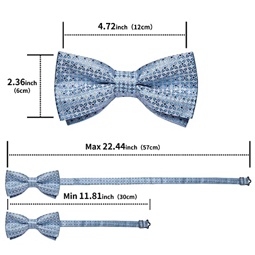 Image of DiBanGu Pre-Tied Bow Ties for Men Silk Adjustable Tuxedo Bowties Pocket Square Cufflinks Set with Lapel Pin Jacquard Woven
