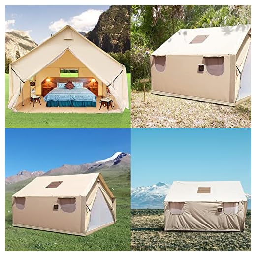 Happybuy Canvas Wall Tent 14X16ft, Wall Tent with PVC Storm Flap, Large Canvas Wall Tent Waterproof, Camping Canvas Tents with Stove Hole for 8-10 People Outdoor Camping Hiking Party Hunting