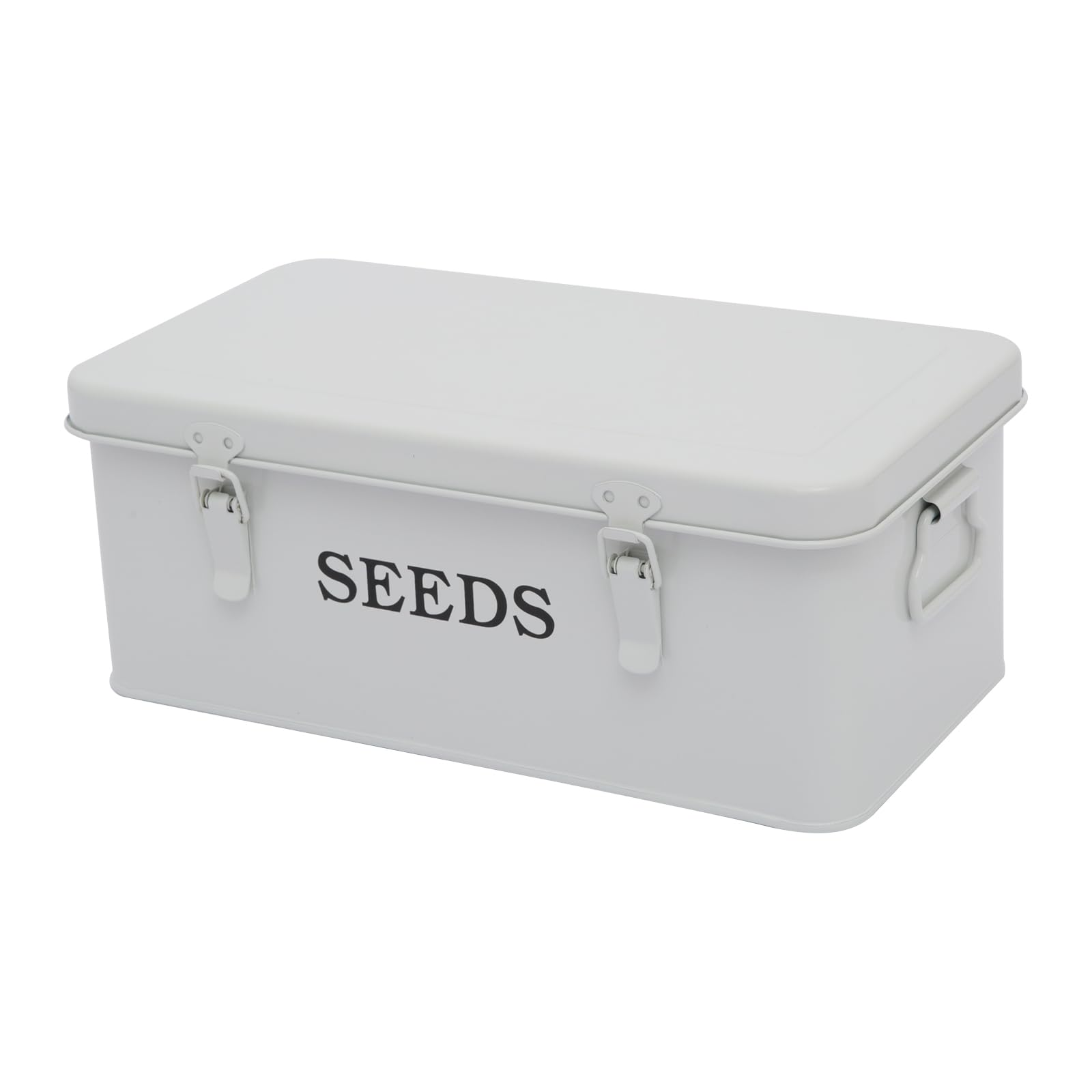 Cajas de Semillas Caja de Almacenamiento Semilla,Contenedores Almacenamiento Metálicos Contenedores Clasificación Sobres Semilla, Caja Semillas Jardín Con Cierre Seguridad 33×18×13cm Blanco