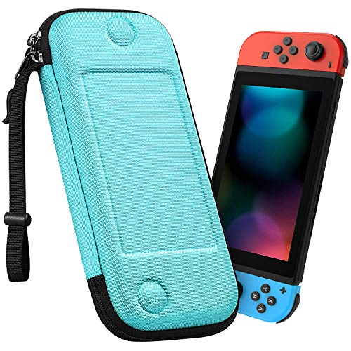 Fintie Carry Case for Nintendo Switch - [Super Slim] Shockproof Hard Shell Protective Cover Portable Pouch Bag w/10 Game Card Slots & Hand Strap for Nintendo Switch Console Joy-Con, Turquoise