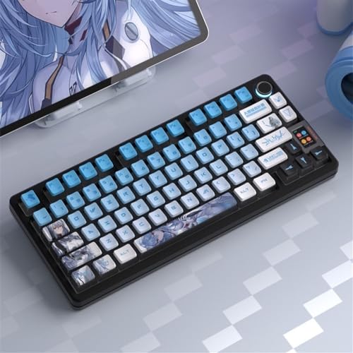 DucKey Evangelion Translucent Keycaps, Mechanical Gaming Keyboard EVA Anime OEM Profile PBT+PC Keycap(EVA-00)