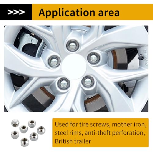 Image of 10 Pcs 1 /2-20 Inches Trailer Lug Nuts， Anti-Theft Tire Hole Screws for Car, Wheel Stud Bolts for Trailers - Car Tire Nut Cap