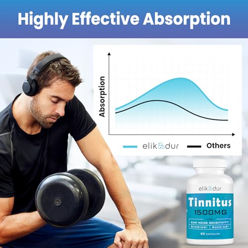 Elikadur 1500 MG Tinnitus for Ringing Ears, Tinnitus Supplement for Ear Ringing, Proprietary Herbal Blend & Bioflavonoids, Reduce Ear Tinnitus for Women and Men, 60 Capsules - Thumbnail 3