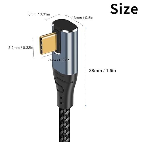 Miniatura 3 de Duttek Cable largo de ángulo recto USBC a USBC de 6 pies  6.6 ft, cable de carga USB C compatible con cable de carga rápida de 240 W, ángulo de 90