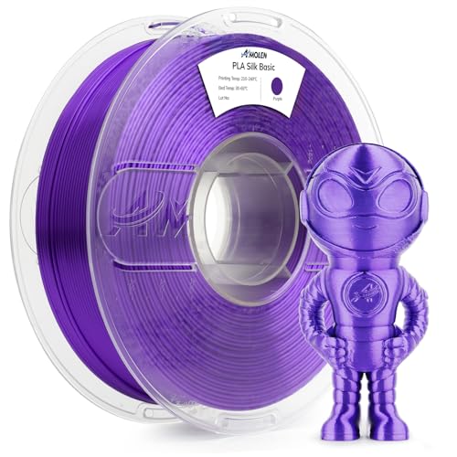 Image of AMOLEN Silk PLA 3D Printer Filament, Shiny Silk Purple PLA Filament 1.75mm, 3D Printing PLA Filament for Most FDM 3D Printer, 1kg Spool(2.2lbs)