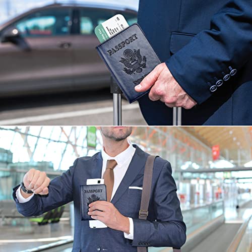 Image of Passport and Vaccine Card Holder Combo, Passport Holder with Vaccine Card Slot, Passport Wallet, Passport Cover, Passport Case, Passport Holder for Women and Men(AB-Dark blue)