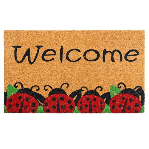 Paillasson Coccinelles en Fibre de Coco - 70x40cm-Tapis de Porte de Bienvenue, Surface Antidérapante PVC & Fibre de Coco - Entrée Maison, Couloirs,Portes-Accessoires Maison-Original & Minimaliste