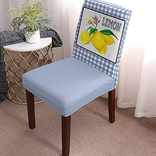 Chair Covers, Summer Lemon Blue Buffalo Plaid Chair Covers, Waterproof Chair Cover For Wedding Party, Chair Covers For Dining Room 8 Pack, Seat Covers For Dining Chairs, Stretch Kitchen Chair Covers #TOP1
