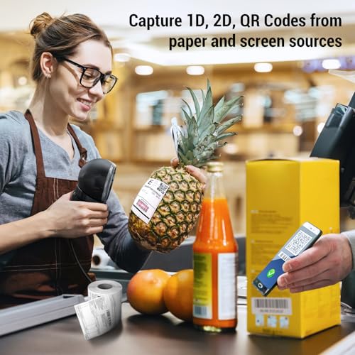 Image of Tera Barcode Scanner Desktop Omnidirectional: 1D 2D QR Hands Free USB Wired Bar Code Reader Adjustable Scan Head Plug and Play for POS Supermarket Retail Store Mobile Payment Model 9000