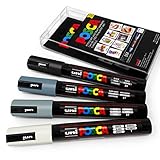 POSCA Colour Tones - PC-5M Art Marker - Set of 4 - in Plastic Wallet - Grey Tones
