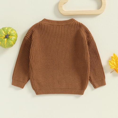 Newborn Toddler Baby Boy Girl Thanksgiving Outfit Knit Sweater Turkey Long Sleeve Pullover Warm Sweatshirt Outfit3