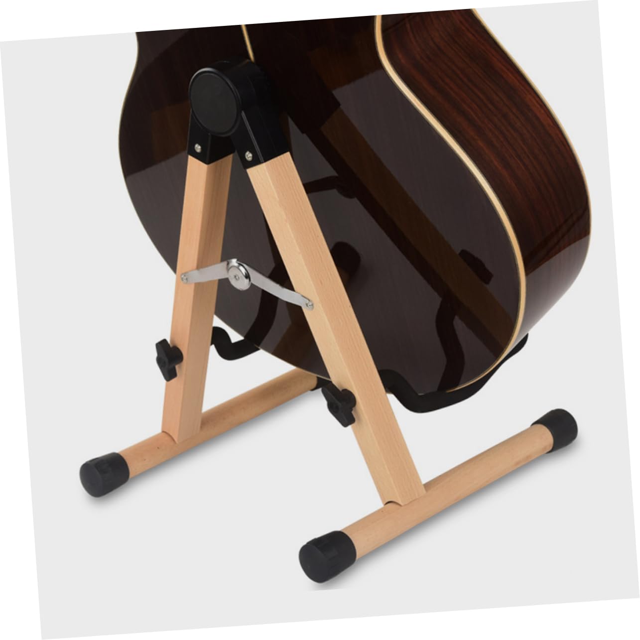 HANABASS Holz Gitarrenständer Boden für Bass und Violine, Faltbar, Braun