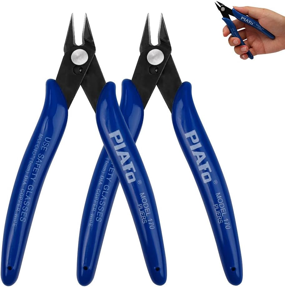 2Pcs Wire Cutters Precision Side Cutters Small Flush Cutter Mini Wire Snips Cable Cutter Electrical Cutting Pliers Non-Slip Handle for Cable Ties Coil Making DIY Craft Jewelry Home