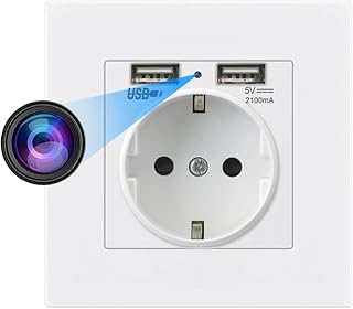 Mini Security Camera, 1080P Full HD Mini Camera EU House Hold USB Power Outlet 5V 2A PC Panel Dual Usb Wall Outlet Camcorder Home Security Nanny Cam Indoor Surveillance Camera for Home Office Indoor (