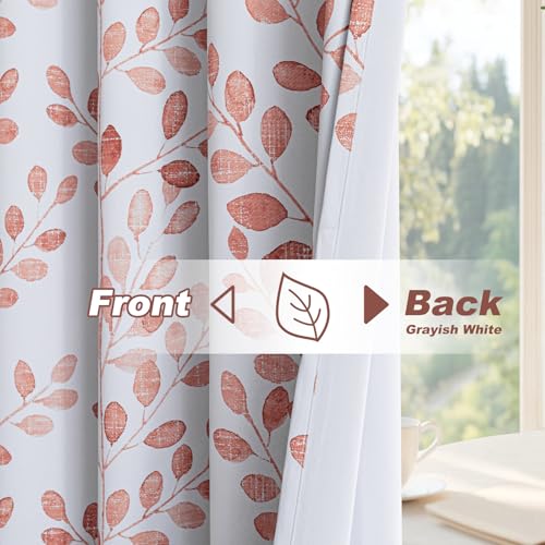 Image of MYSKY HOME Terracotta Curtains 84 Inch Length for Bedroom Grommet 2 Panels