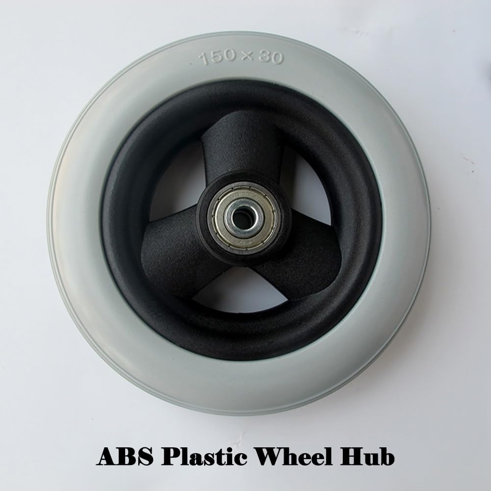 Roues Avant de 6 Pouces pour Fauteuils Roulants, 150×30 Roues de Remplacement pour Déambulateurs, Pneu Solide en Polyuréthane, 2pcs