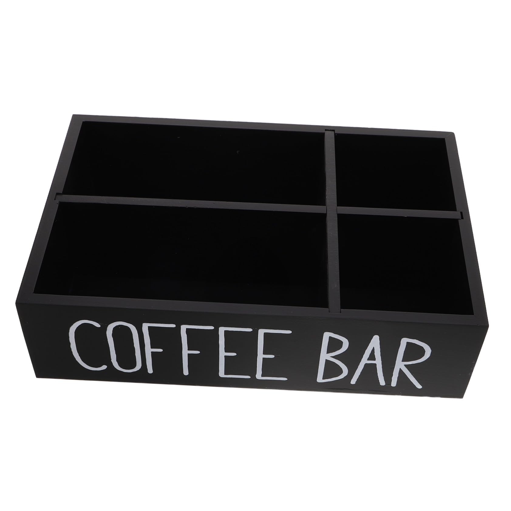 Mikinona Organisateur de Sachets de Thé Boîte à Thé à 4 Compartiments en Bois Foncé Rangement de Comptoir pour Café Cuisine
