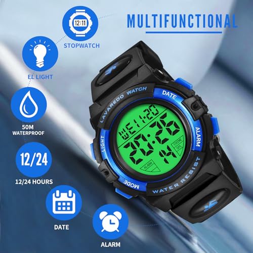 Image of Kids Watch,Boys Watch for 3-15 Year Old Boys,Digital Sport Outdoor Multifunctional Chronograph LED 50 M Waterproof Alarm Calendar Analog Watch for Children with Silicone Band,Kids Gift