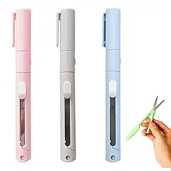 Tesoura Retrátil com Estilete Embutido – Ferramenta Compacta 2 em 1 para Escritório, Escola e Artesanato