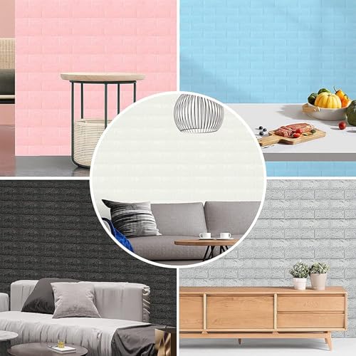 Image of 3D Brick Wallpaper for Wall | Self Adhesive PE Foam DIY Panel | Peel & Stick Decor for Home, Living, Bedroom & Office (70 x 77 cm, Appx 5.8 Sq Ft) (1, Sky Blue)