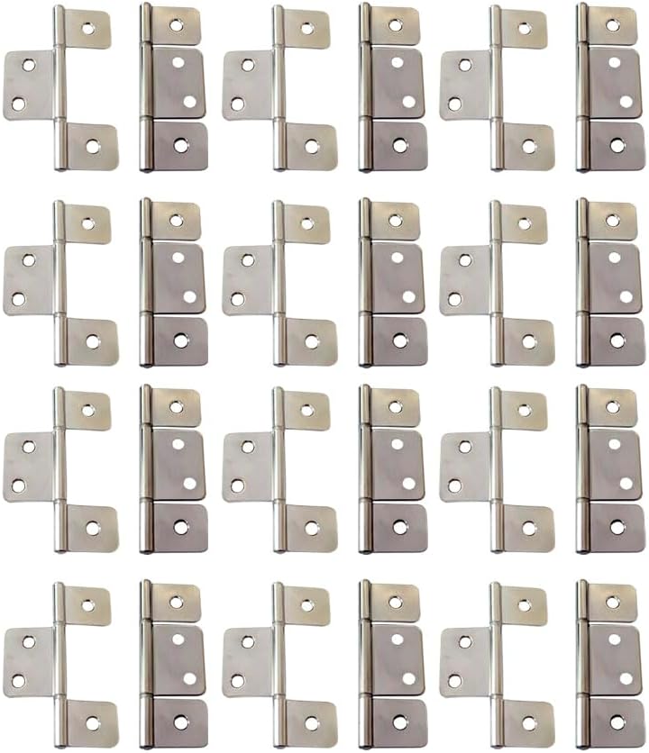 QCAA Flag Three Leaf 3-1/2" Bifold Shutter Hinge for Non-Mortise Cabinet Hardware, Nickel, Made in Taiwan, 24 Pack