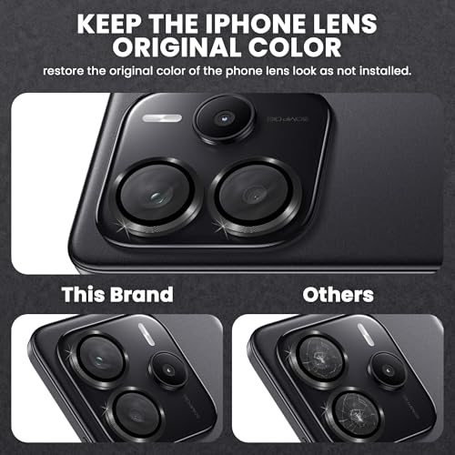Image of FIRST MART Black Camera Ring Guard Protector for Redmi Note 14 | Tempered Glass with Metal Alloy Rings, HD Clear, Scratch Resistant, Case-Friendly | Pack of 1